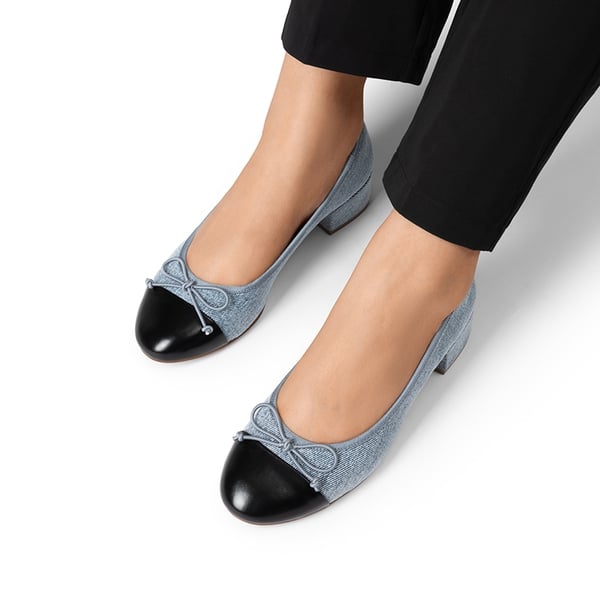 Bow Ballet Pumps - DENIM BLUE BLACK - 1